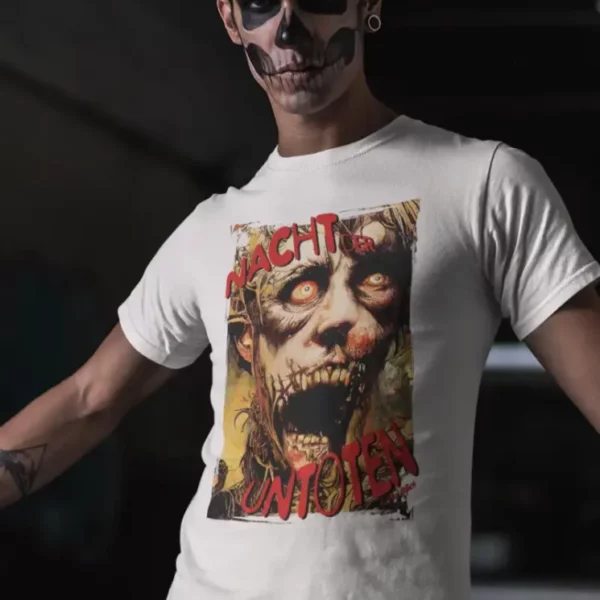 Camiseta rock masculina A Noite dos Mortos-Vivos em homenagem ao filme clássico – Cor branca