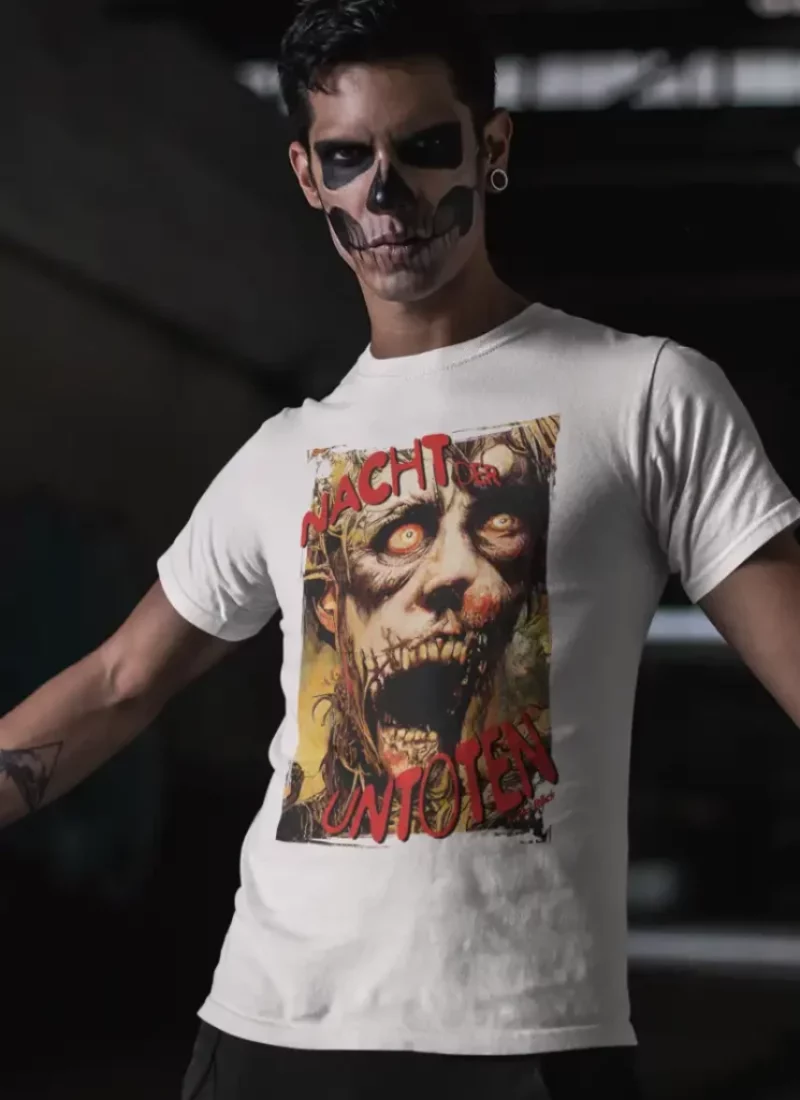 Camiseta rock masculina A Noite dos Mortos-Vivos em homenagem ao filme clássico – Cor branca