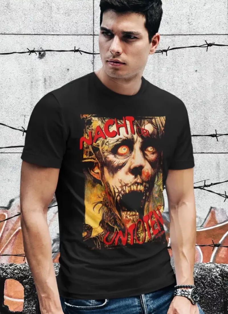 Camiseta rock masculina A Noite dos Mortos-Vivos em homenagem ao filme clássico – Cor preta